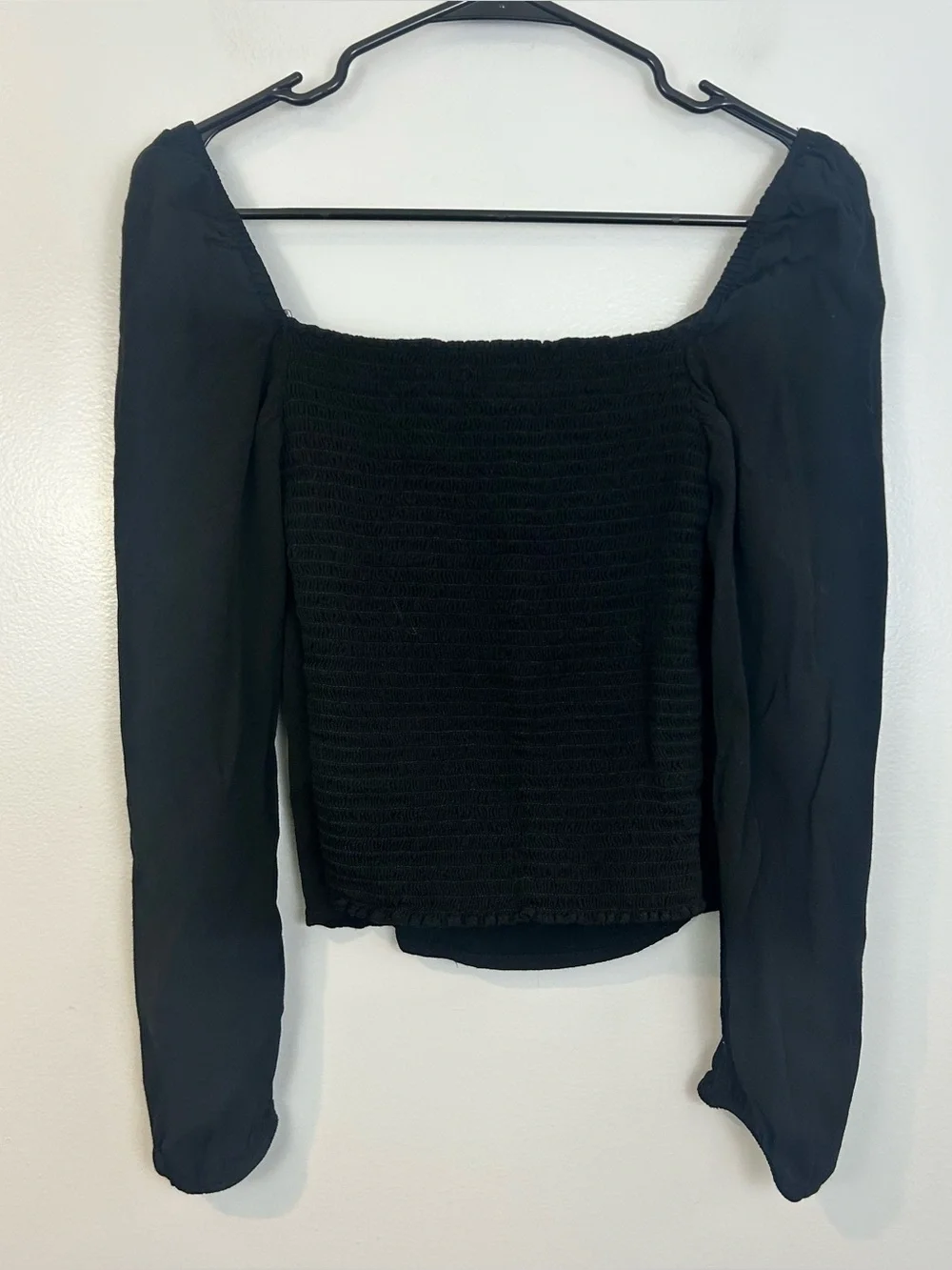 Reformation Black Corset Bustier Long Puff Sleeve Boho Top Size 12